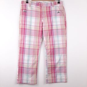 Tommy Jeans Plaid Capri Pants Pink Preppy Size 7